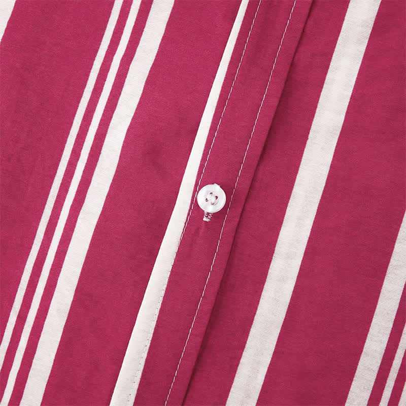 Buddha Stones Summer Casual Classic Button-Up Vertical Striped Men's Short Sleeve Shirts - image 25