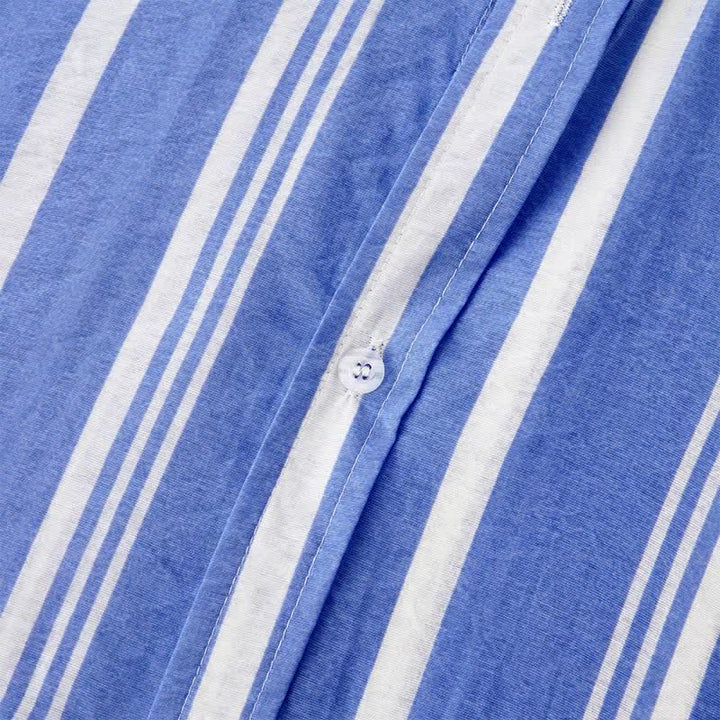 Buddha Stones Summer Casual Classic Button-Up Vertical Striped Men's Short Sleeve Shirts - image 18