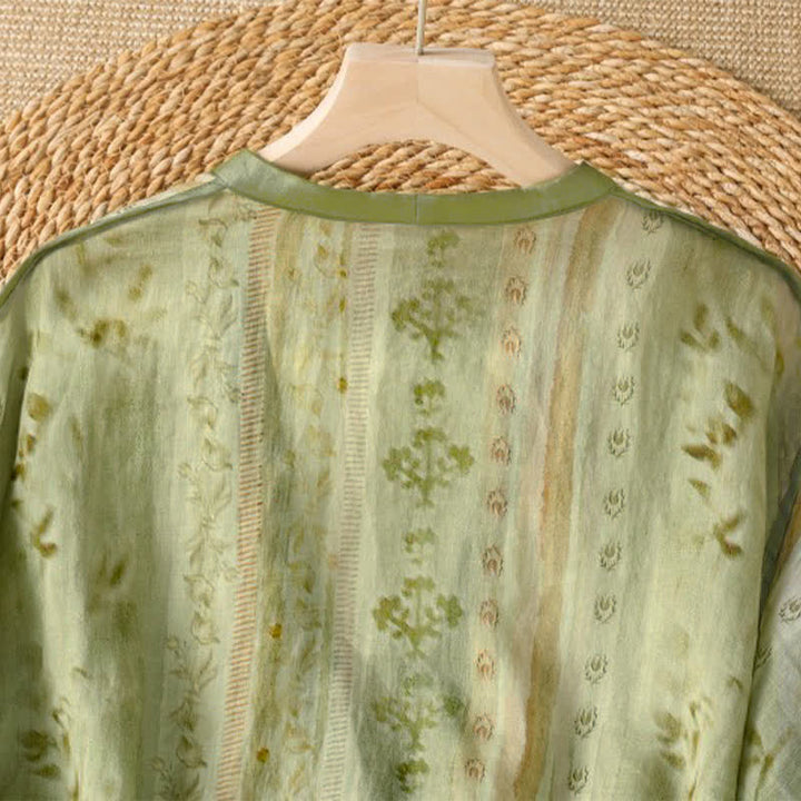 Buddha Stones Summer Casual Vintage Button-Up Floral Women's Long Sleeve Shirts With Pocket - image 9