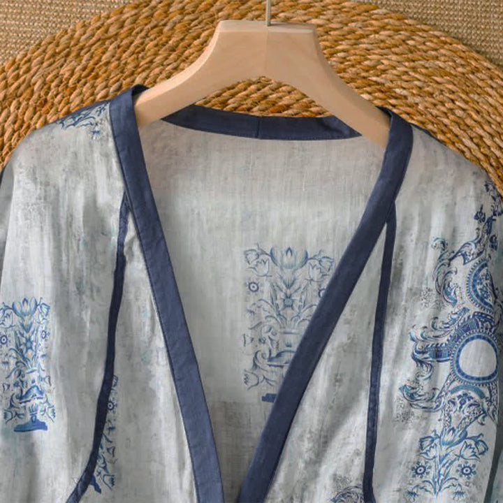 Buddha Stones Summer Casual Vintage Button-Up Floral Women's Long Sleeve Shirts With Pocket - image 2