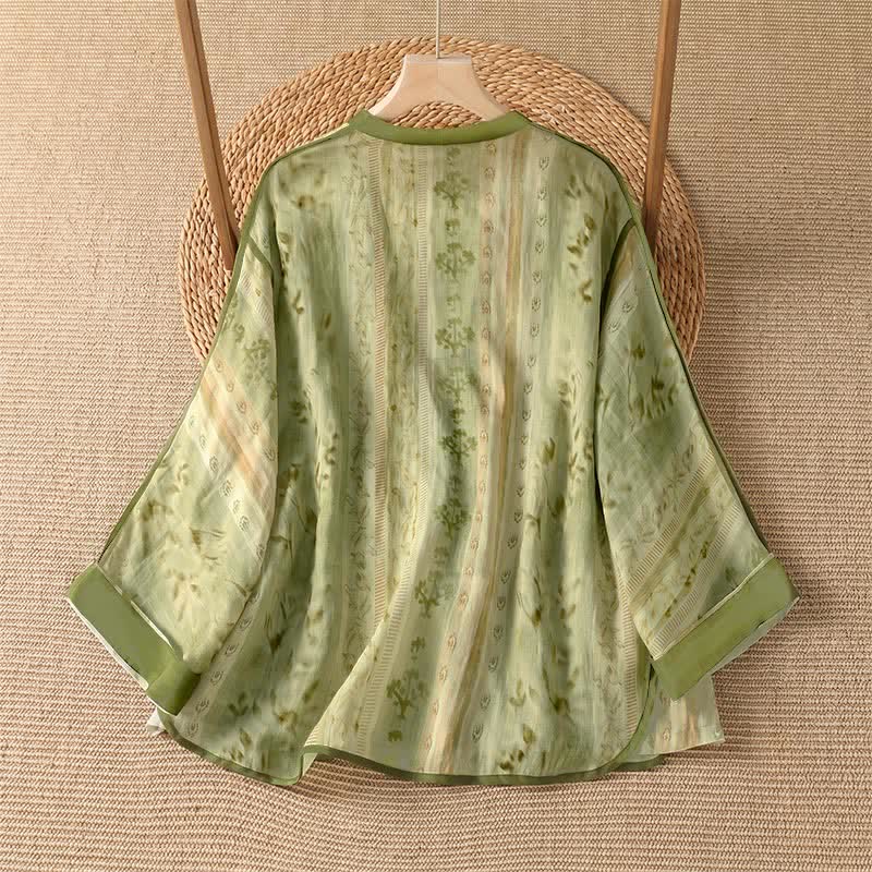 Buddha Stones Summer Casual Vintage Button-Up Floral Women's Long Sleeve Shirts With Pocket - image 7