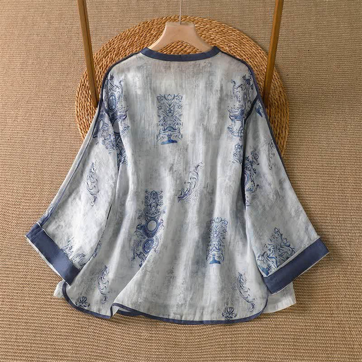 Buddha Stones Summer Casual Vintage Button-Up Floral Women's Long Sleeve Shirts With Pocket - image 1