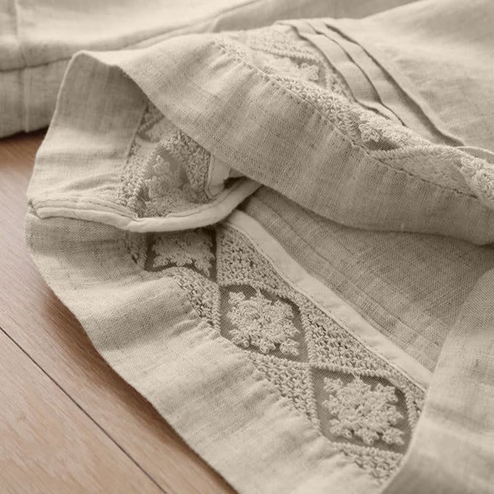 Buddha Stones Summer Casual Minimalist Geometric Hollow Hem Ankle Pants Women's Wide Leg Pants With Pockets - image 37