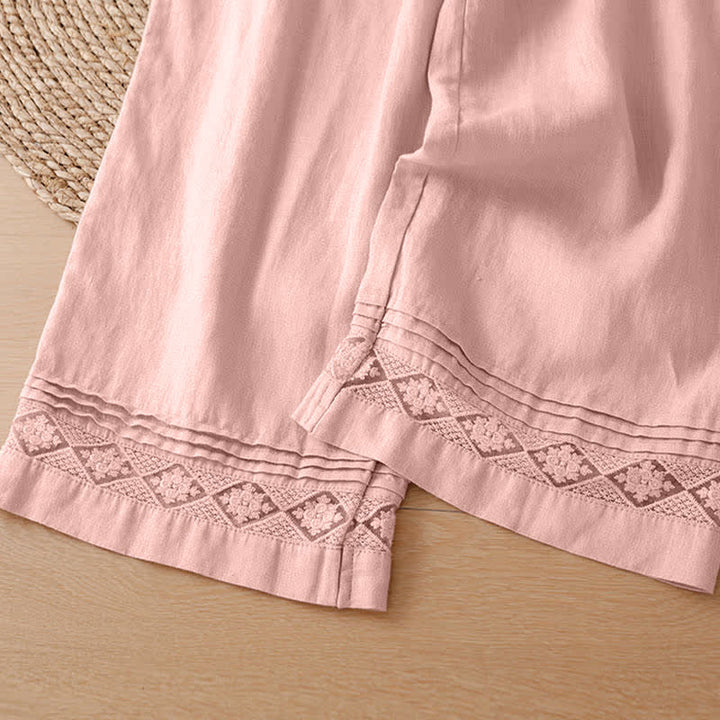 Buddha Stones Summer Casual Vintage Geometric Tank Top Hollow Hem Back Buttons Women's Sleeveless Shirts With Patch Pocket - image 12