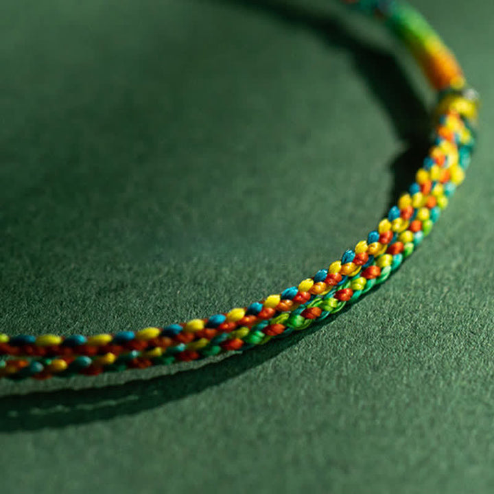 Buddha Stones Copper Coins Hand-Woven Red Multicolor String Luck Bracelet - image 12
