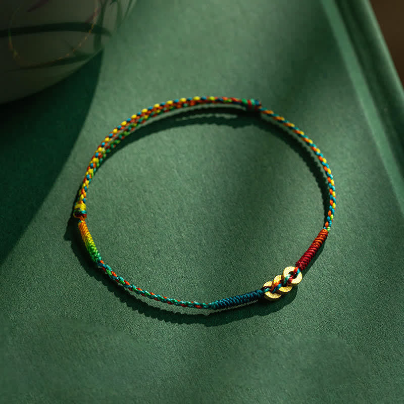 Buddha Stones Copper Coins Hand-Woven Red Multicolor String Luck Bracelet - Multicolor(Wrist Circumference: 5.91-7.48  in / 15-19cm) - image 5