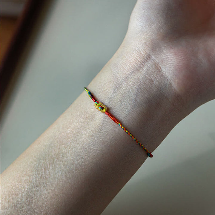 Buddha Stones Copper Coins Hand-Woven Red Multicolor String Luck Bracelet - image 9