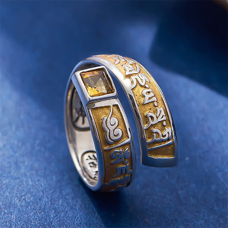 Buddha Stones Copper Om Mani Padme Hum Grounding Wisdom Tibetan Adjustable Ring - image 1