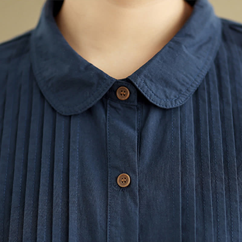 Buddha Stones Summer Casual Vintage Button-Up Solid Women's Long Sleeve Shirts - image 9