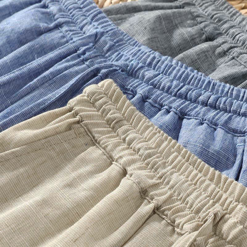 Buddha Stones Summer Casual Minimalist Drawstring Solid Cropped Pants Men's Harem Pants With Pocket - image 11