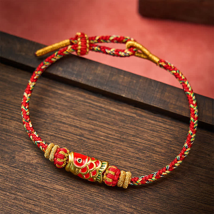 Buddha Stones Koi Fish Luck Hand-Woven String Bracelet - image 13