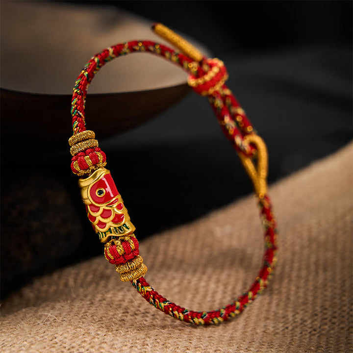 Buddha Stones Koi Fish Luck Hand-Woven String Bracelet - image 14