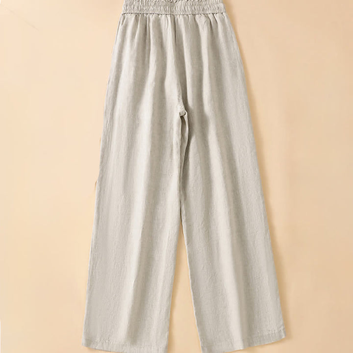 Buddha Stones Summer Casual Minimalist Drawstring Solid Ankle Pants Women's Straight Leg Pants With Pocket - image 1