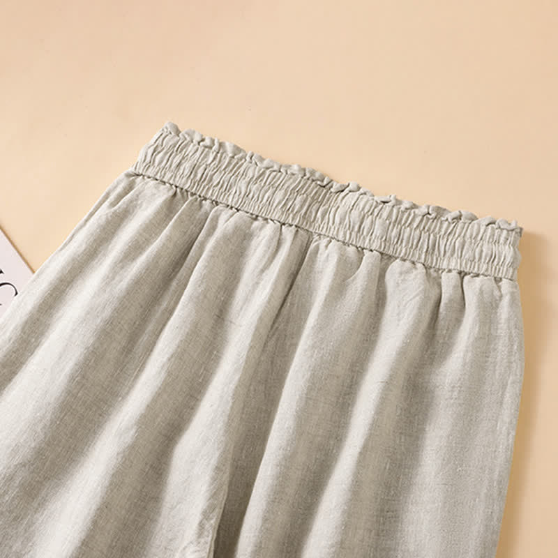 Buddha Stones Summer Casual Minimalist Drawstring Solid Ankle Pants Women's Straight Leg Pants With Pocket - image 3