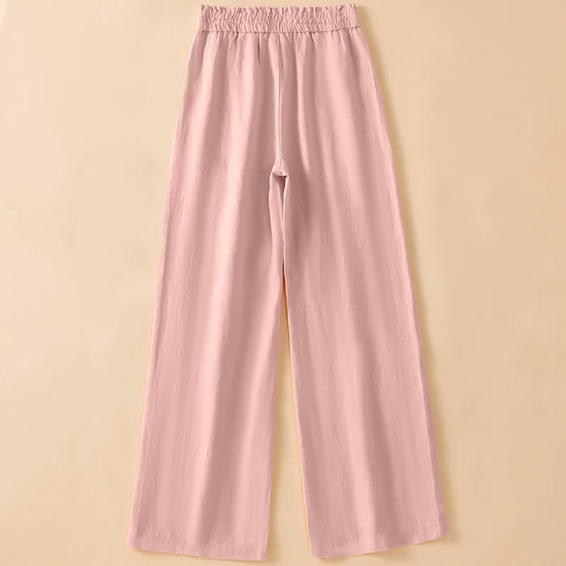 Buddha Stones Summer Casual Minimalist Drawstring Solid Ankle Pants Women's Straight Leg Pants With Pocket - image 7