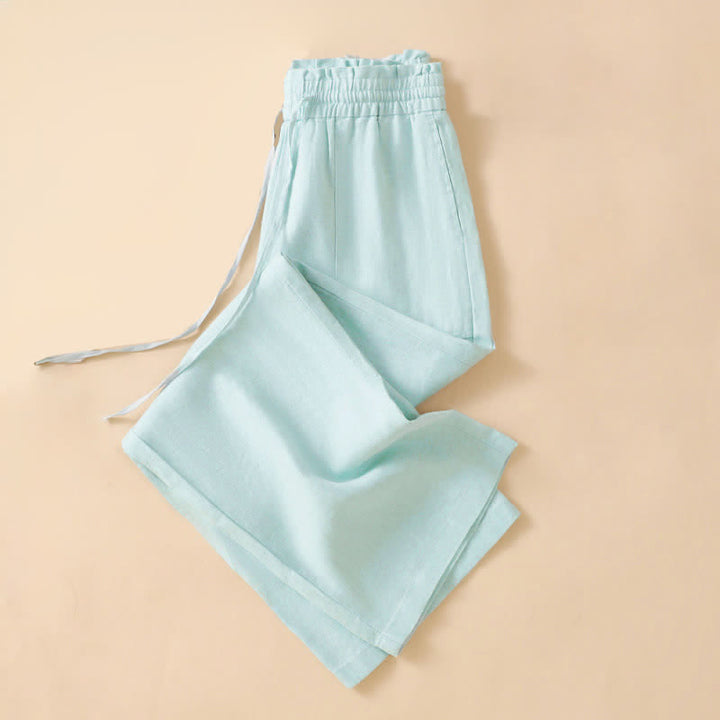 Buddha Stones Summer Casual Minimalist Drawstring Solid Ankle Pants Women's Straight Leg Pants With Pocket - image 16