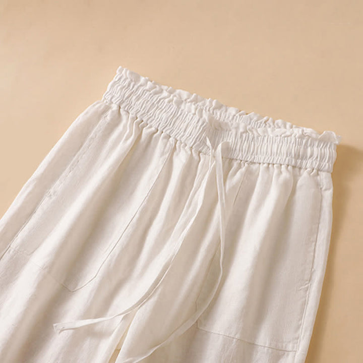 Buddha Stones Summer Casual Minimalist Drawstring Solid Ankle Pants Women's Straight Leg Pants With Pocket - image 30