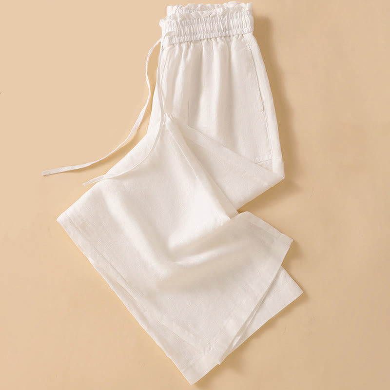 Buddha Stones Summer Casual Minimalist Drawstring Solid Ankle Pants Women's Straight Leg Pants With Pocket - image 29