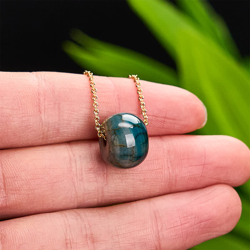 Buddha Stones Natural Agate Peace Buckle Generosity Pendant Copper 925 Sterling Silver Chain Necklace - image 4