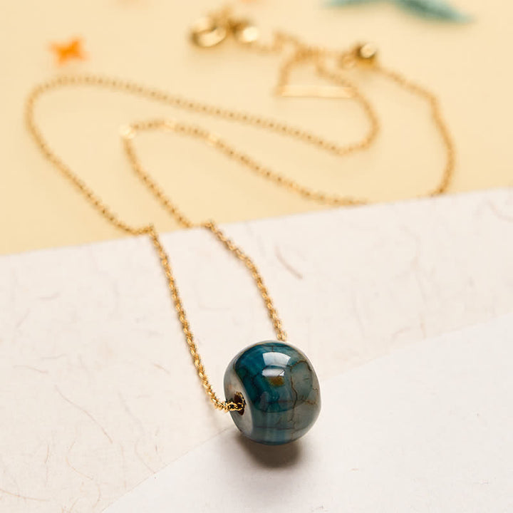 Buddha Stones Natural Agate Peace Buckle Generosity Pendant Copper 925 Sterling Silver Chain Necklace - image 3