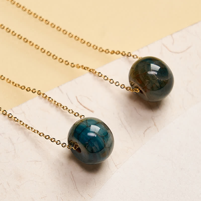 Buddha Stones Natural Agate Peace Buckle Generosity Pendant Copper 925 Sterling Silver Chain Necklace - image 2