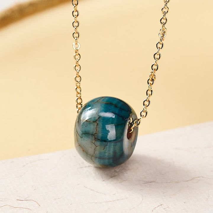 Buddha Stones Natural Agate Peace Buckle Generosity Pendant Copper 925 Sterling Silver Chain Necklace - Natural Agate(Color May Vary) - 925 Sterling Silver Chain - image 0