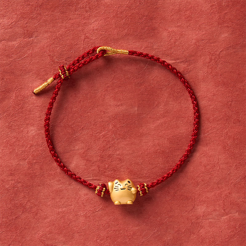 Buddha Stones Red String Copper Lucky Cat Protection Energy Bracelet - image 3