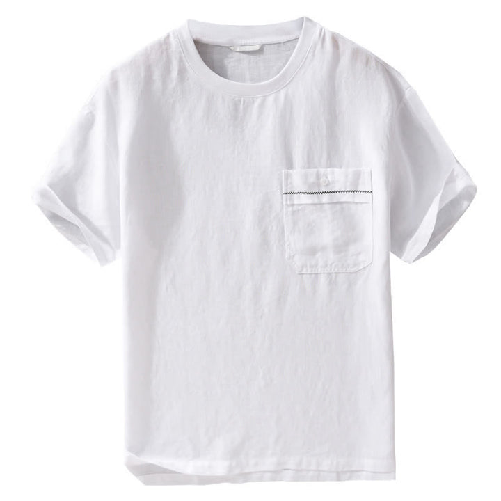 Buddha Stones Summer Casual Minimalist Solid Men's Short Sleeve T-Shirts With Patch Pocket - image 13