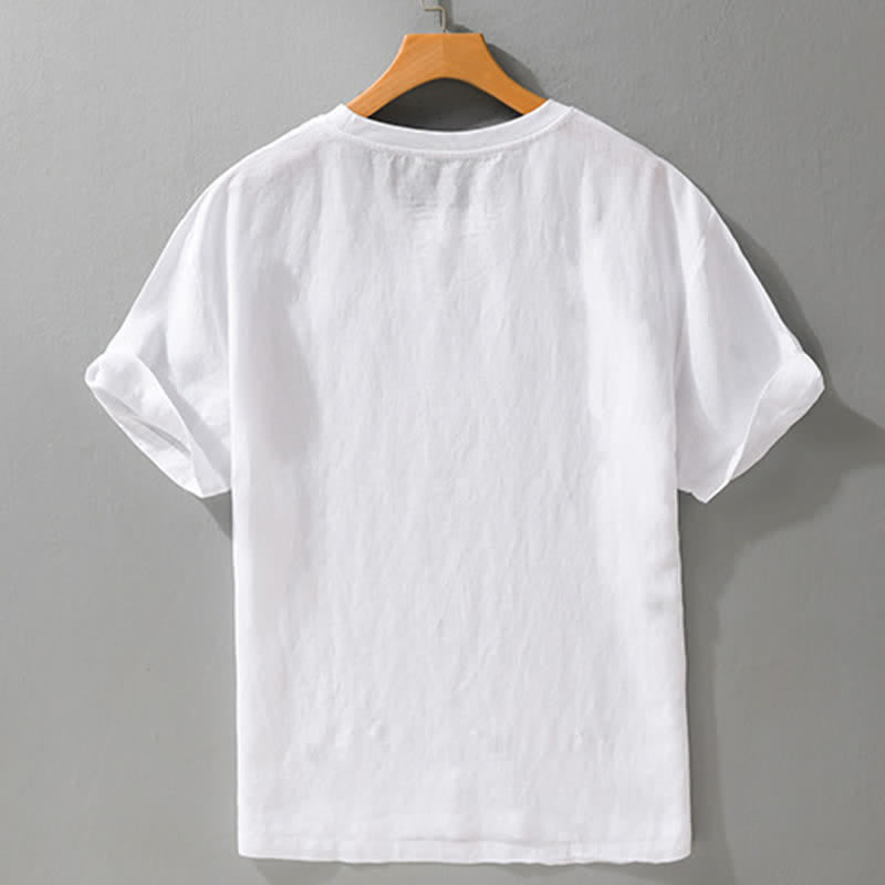Buddha Stones Summer Casual Minimalist Solid Men's Short Sleeve T-Shirts With Patch Pocket - image 12