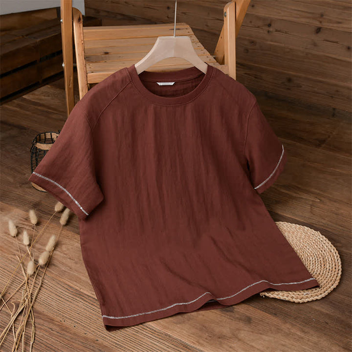 Buddha Stones Summer Casual Vintage Washed Solid Men's Short Sleeve T-Shirts - Maroon - US/UK/AU42, EU52 (3XL) - image 0