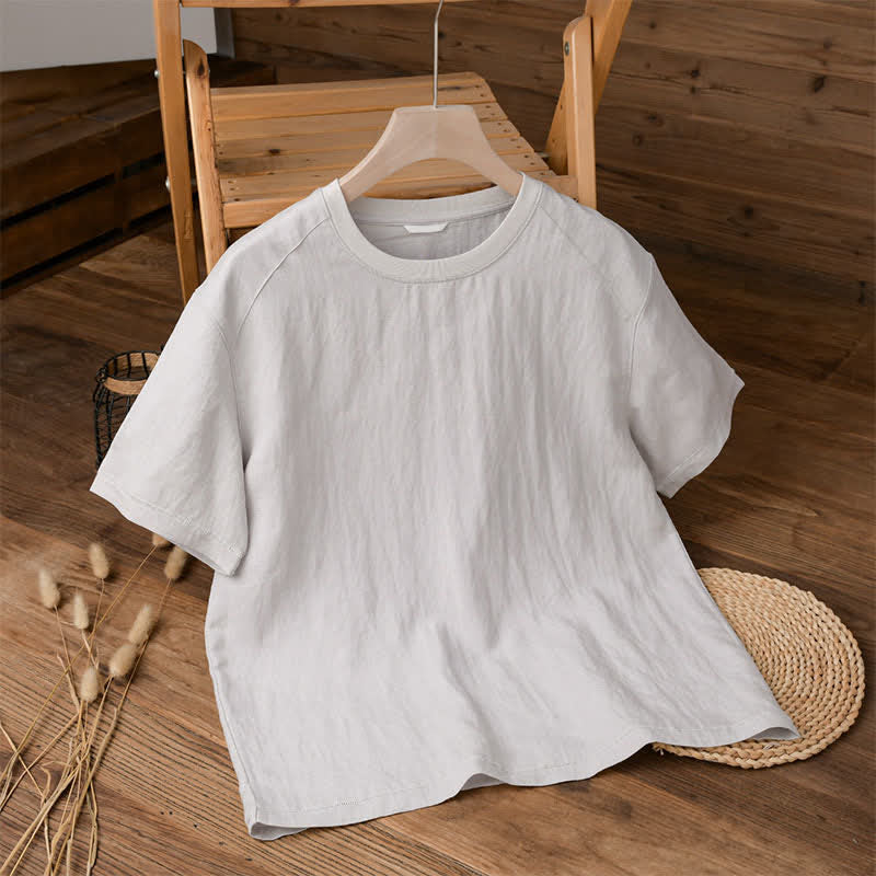 Buddha Stones Summer Casual Vintage Washed Solid Men's Short Sleeve T-Shirts - WhiteSmoke - US/UK/AU42, EU52 (3XL) - image 6