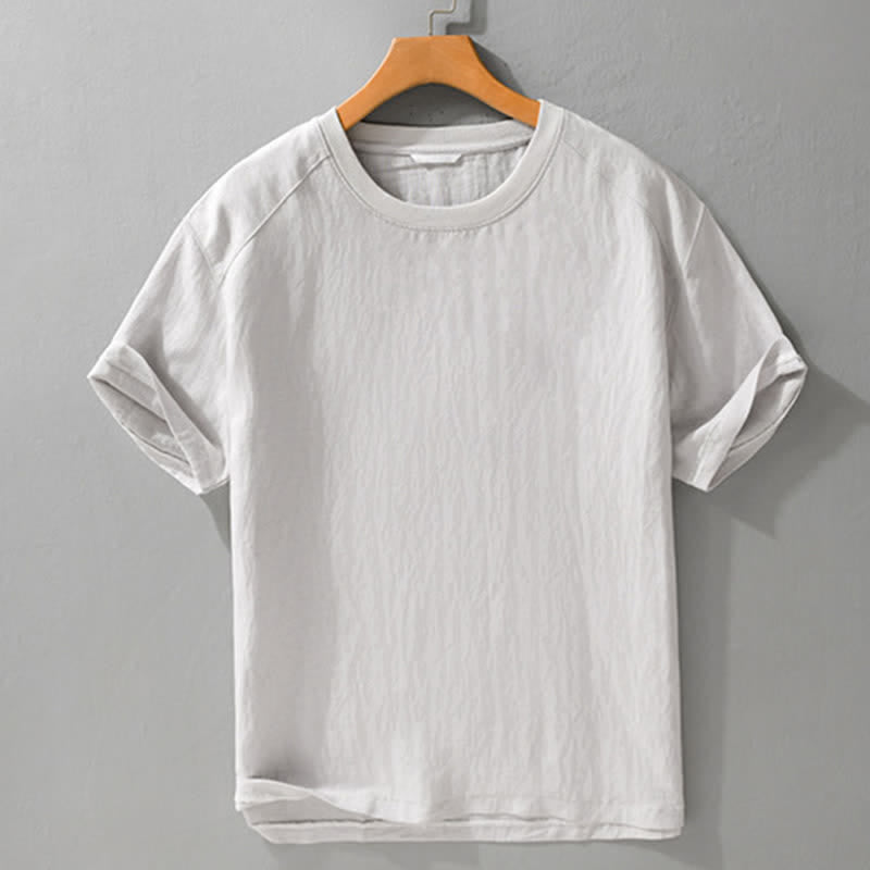 Buddha Stones Summer Casual Vintage Washed Solid Men's Short Sleeve T-Shirts - image 7