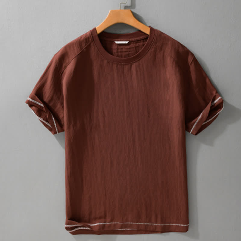 Buddha Stones Summer Casual Vintage Washed Solid Men's Short Sleeve T-Shirts - image 1