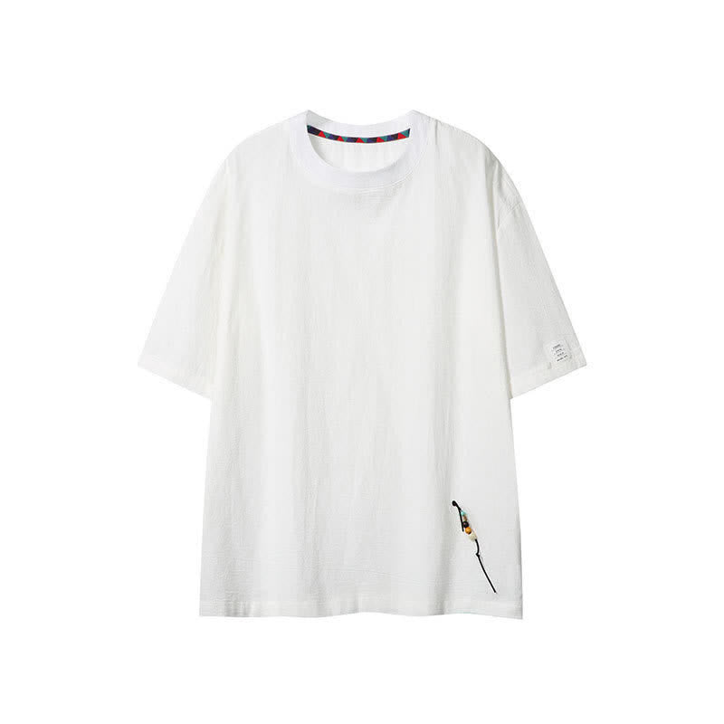 Buddha Stones Summer Casual Boho Drawstring Solid Men's Short Sleeve T-Shirts - White - US/UK/AU46, EU56 (5XL) - image 14