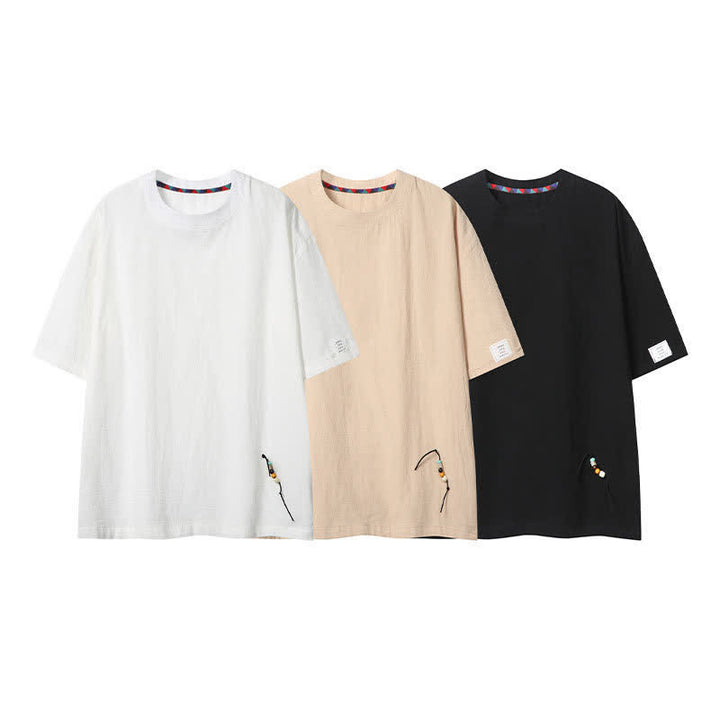 Buddha Stones Summer Casual Boho Drawstring Solid Men's Short Sleeve T-Shirts - image 16