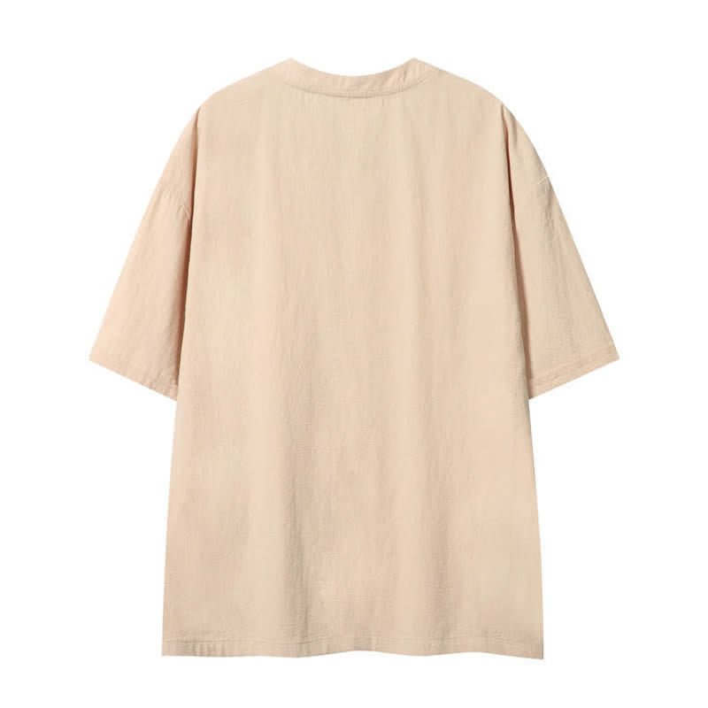 Buddha Stones Summer Casual Boho Drawstring Solid Men's Short Sleeve T-Shirts - image 1