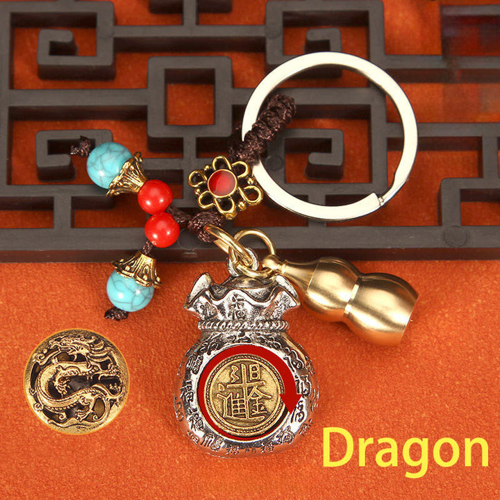 Buddha Stones Chinese Zodiac Rotating Fortune Bag Braided Keychains - Dragon - image 11