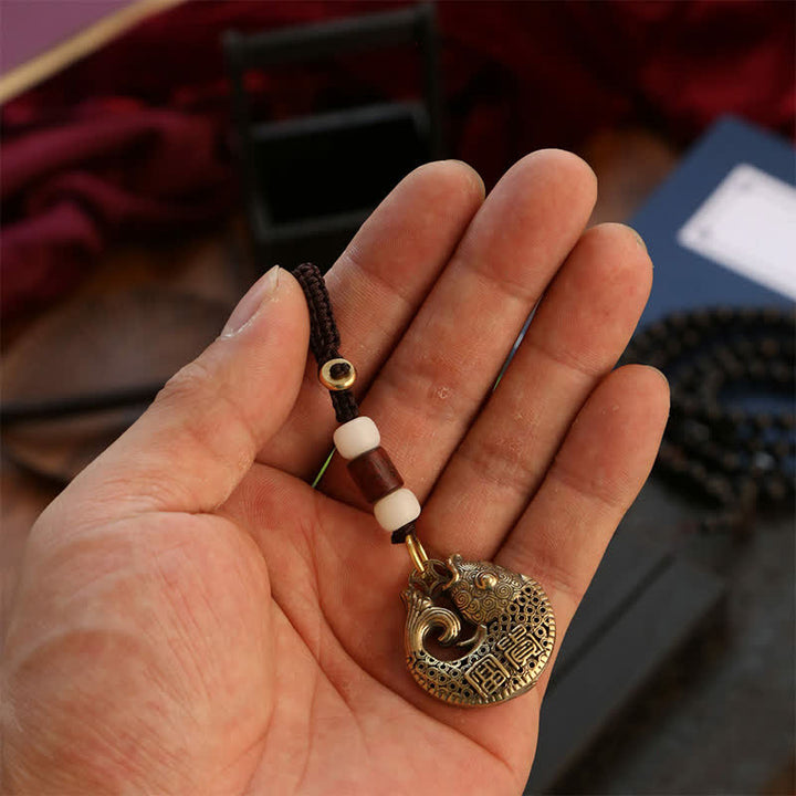 Buddha Stones Brass Koi Fish Success Braided Round Charm Keychains - image 9