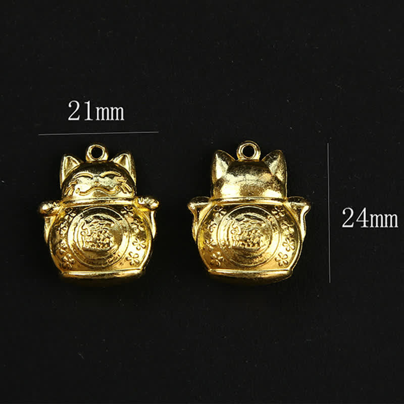 Buddha Stones Copper Lucky Cat Chinese Coin Gourd Pi Xiu Braided Keychains - image 11