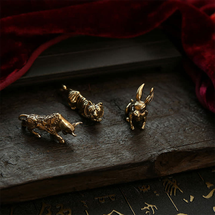 Buddha Stones Copper Chinese Zodiac Five Emperor Coins Gourd Wealth Keychains - image 25