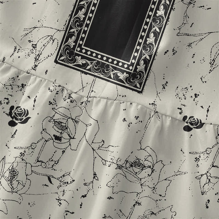 Buddha Stones Summer Casual Vintage Floral Border Pattern Women's Summer Sleeveless Midi Dress With Pockets - image 1