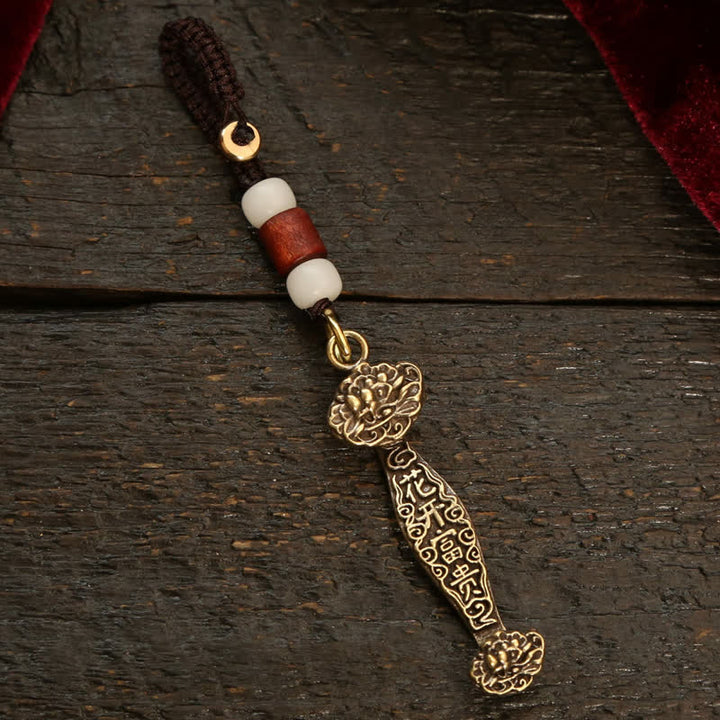 Buddha Stones Copper Pi Xiu Chinese Coin Ruyi Lotus Wealth Keychains - White Bead Lotus - image 26