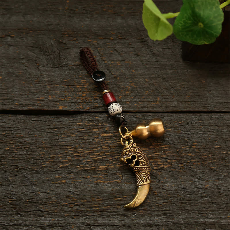Buddha Stones Copper Pi Xiu Braided Five Emperor Coins Gourd Wealth Keychains - Gourd - image 11