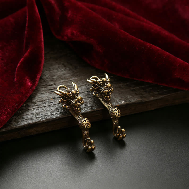 Buddha Stones Brass Dragon Ruyi Five Emperor Coins Success Keychains - image 15