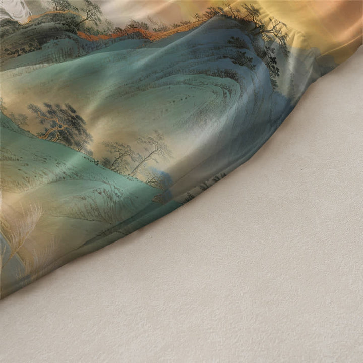 Buddha Stones Summer Casual Crane Waterfall Landscape Pattern Women's Summer Sleeveless Midi Dress With Pockets - image 2
