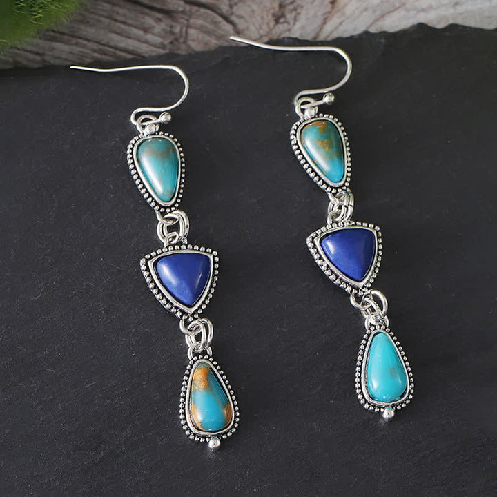 Buddha Stones Turquoise Geometric Bohemian Protection Drop Earrings - image 1