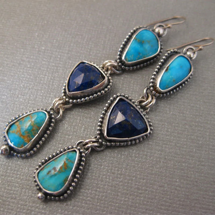 Buddha Stones Turquoise Geometric Bohemian Protection Drop Earrings - image 4