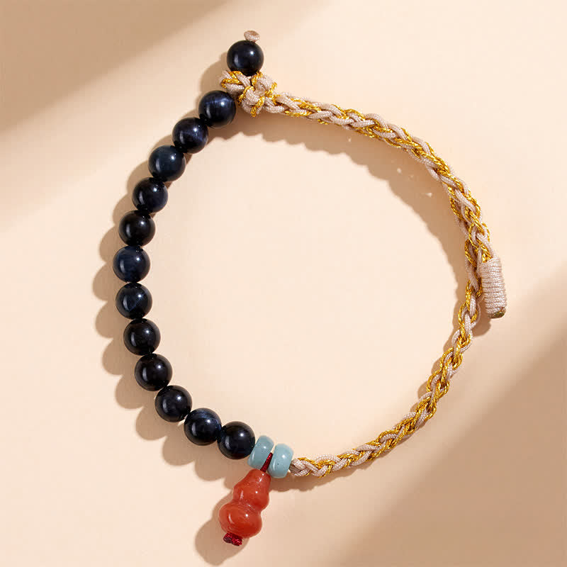 Buddha Stones Blue Tiger Eye Hand-Woven Gourd Strength Bracelet - Tiger's Eye(Protection ♥ Balance) - image 0