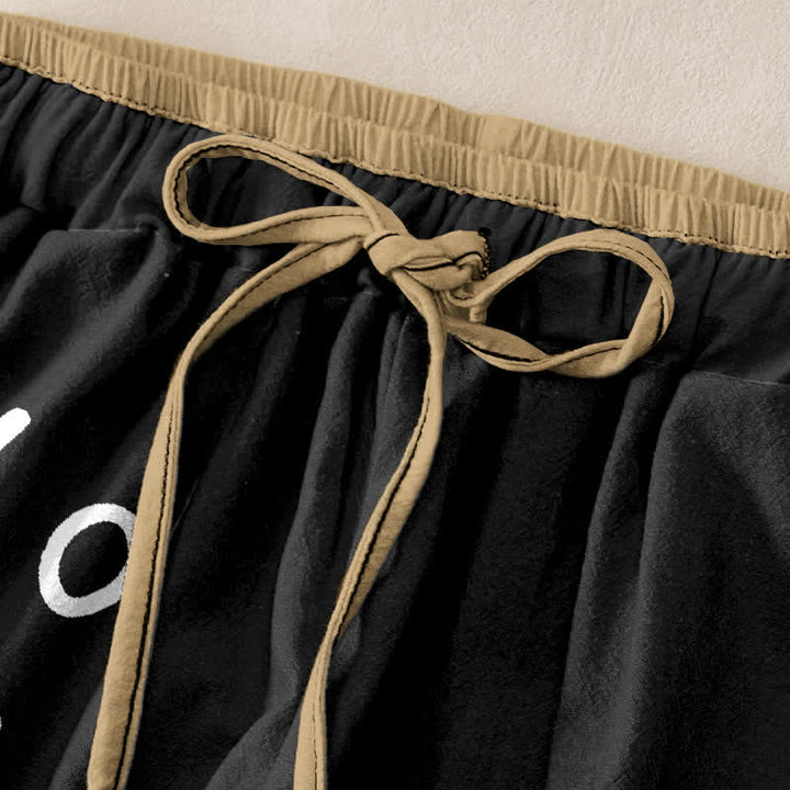 Buddha Stones Pure Cotton Hello Cat Paw Pattern Women's Elastic Waist Pants With Pockets - image 1