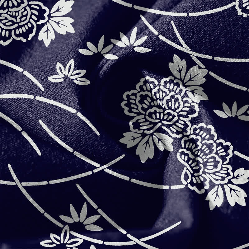 Buddha Stones Pure Cotton White Floral Vine Pattern Drawstring Men's Tapered Pants With Pockets - image 6